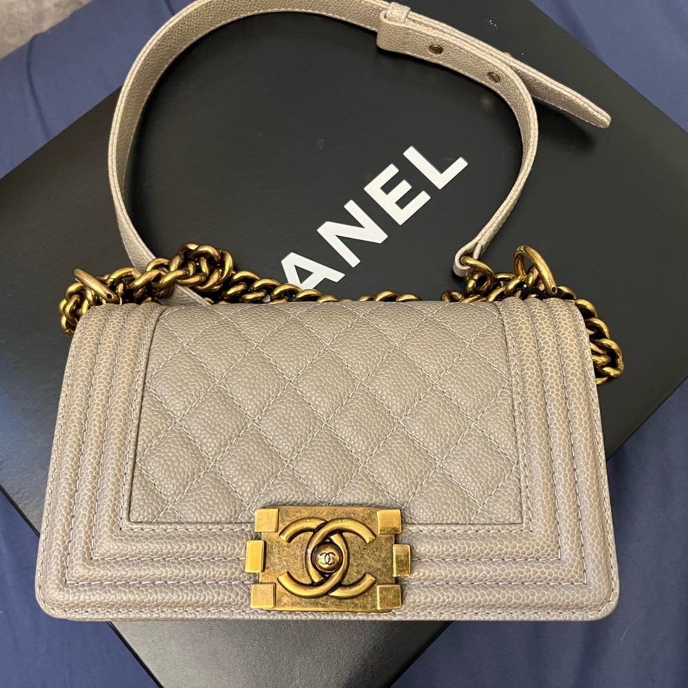 Chanel Beige Quilted Small Leboy